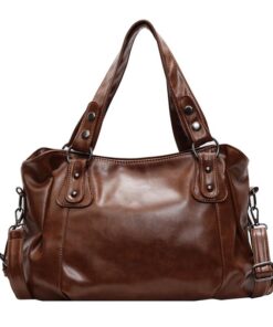 Sac à Main en Cuir PU pour Femme Grande Capacité Sac D’épaule Élégant Marron Pour Voyage et Travail