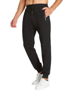 JustSun Homme Pantalons de Sport en Coton avec Poche Zippée Outdoor Été