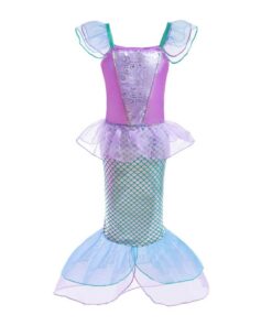 Robe Princesse Ariel Violet pour Enfant Fille Halloween Fete Carnaval 8-9 ans