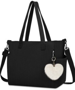 Aucuu Sac à Main Femme en Velours Côtelé pour École, Travail et Shopping, Grande Capacité et Élégant