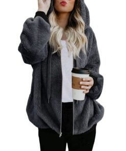 Veste D'Hiver MIACENTER En Polaire Pour Femme – Sweat-Shirt Doux À Manches Longues, Veste À Capuche Décontractée.