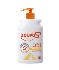 DOUXO S3 PYO Shampooing nettoyant désinfectant et apaisant pour chiens et chats avec irritations boutons croûtes 500ml