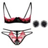 Ensemble de lingerie sexy Push-up florale pour femme | Soutien-gorge brodé et porte-jarretelles ajustable 2 pièces | Nui