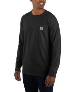 Carhartt Force Relaxed Fit Midweight Long-Sleeve Pocket T-Shirt Utilitaire de Travail Noir Taille LHommes Trend Populair