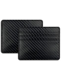 DuskDrapes Porte-cartes ultra fin RFID Bloqué en Fibre de Carbone Noir – Portefeuille Minimaliste pour Cartes de Crédit,
