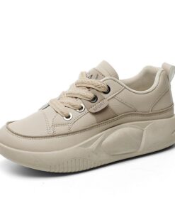 Baskets en Cuir pour Femmes Respirantes et Anti-odeurs Chaussures de Course Chaussures de Sport Décontractées