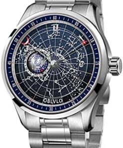 OBLVLO Montre Mécanique Automatique Luxe Hommes Acier Inoxydable Étanché Lumineux GC-SW