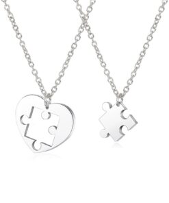 Collier Hifot Amitié 2 Chaines pour Filles, Pendentif Coeur Femme, Idéal pour Soeurs et Cadeau Anniversaire Jeune Fille