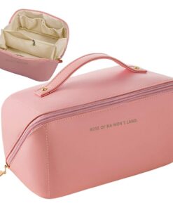 SJBAUTYO Grande Trousse de Maquillage Portatif Femme"idéal pour Voyages et Usage Quotidien,Étanche et Tactile Rose"
