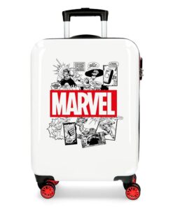 Valise trolley cabine Marvel Avengers Comic Blanc 40x55x20 cms ABS Rigide Serrure combiné Bagage à main