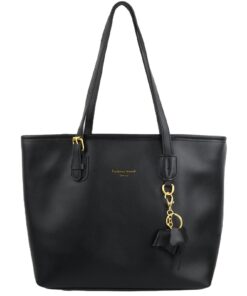 Sac à main Shengxi Femme Noir Cuir PU Fermeture Éclaire Porter Clés Grands Pour Shopping Cadeaux