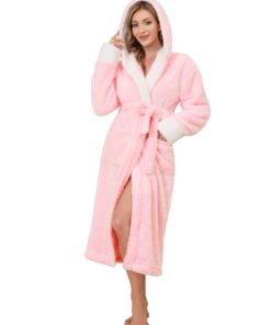 Robe de chambre polaire Nadeer unisexe longue à capuche séchage
