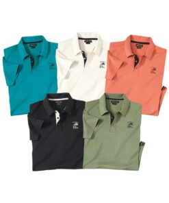 ATLAS FOR MEN Lot de 5 Polos Homme Grandes Tailles - Hommes - Idéaux pour la Saison Estivale - Disponibles en M à 5XL