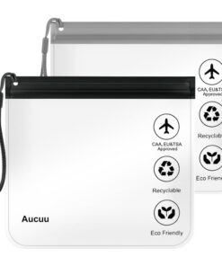 Trousse de Toilette Aucuu Transparente Femme 20x20cm Kit Voyage Avion Cabine, Sac de Voyages Transparent pour Liquides,