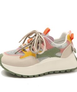 Bailey Xingqi Chaussures Casual pour Femmes Modechunky Respirantes Chaussures de Marche Lacets Maille