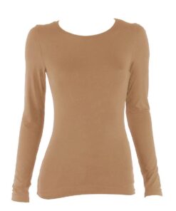 Charmoni Pull sous Pull t-Shirt Femme Léger et Extensible Taille Unique Taupe T42