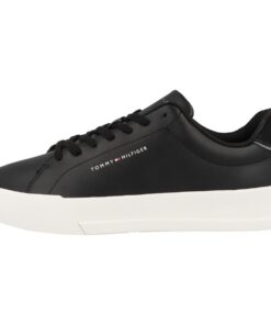 Tommy Hilfiger Baskets Homme Noir Élégantes et Durables, Pour l'Homme, Style Essential en Cuir, Taille 45