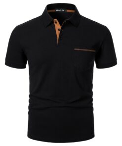 APAELEA Polo Basique à Manches Courtes pour Homme - T-Shirt de Poche Couleur Unie - Haut de Golf Ashe Chic, Mode et Comf