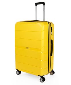Valise JASLEN Grande Taille XXL Résistante - Valeur Individuelle Voyageurs - Scenes Déplacement International Jaune
