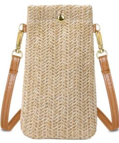 Aucuu Sac de paille pour femme, sac à bandoulière en paille avec fermoir magnétique, sac femme idéal pour le travail et