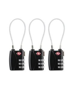 Cadences CELIMS TSA Valise Avion | Code Cadence | Protection Idéale pour Voyageurs | Lot de 3 Noir