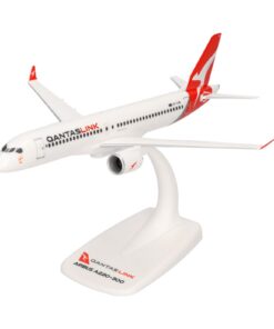 Herpa Modèle d'avion QantasLink Airbus A220-300 Snap-Fit, Miniature 1:200, Collectionneurs, Avec Support, Plastique