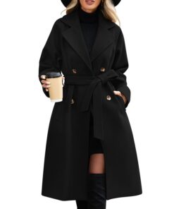 CMTOP Manteau Femme Long Chic et Élégant Trench Coat pour Printemps, Automne et Hiver avec Ceinture et Poches Global Rec