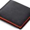 Portefeuille en cuir véritable Generico pour homme avec protection RFID/NFC, noir/orange, S, Classique