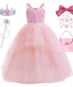 Nouveau déguisement princesse Aurore pour enfant Robe de la Belle au Bois Dormant Carnaval et Noël Soirée de Fête Cadeau