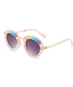 Hifot Lunettes de Soleil Fille, Protection UV Mode Ronde Convient Plage Voyage Anniversaire Cadeau