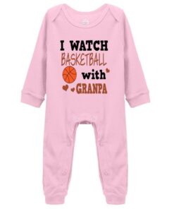 Tiansiaben Body à manches longues en coton avec inscription "I Watch Basketball With My Grandpa" pour enfants en été
