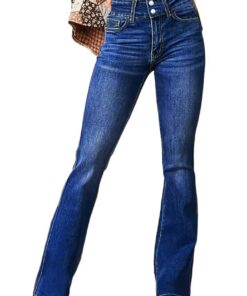 Tomwell Jean Bootcut Femme taille Haute Mode Stretch Pantalon Denim Flaired Leggings Trendy Stretch Jean Bootcut High Wa