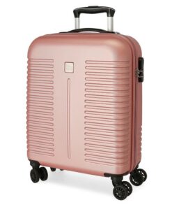 Valise de cabine ROLL ROAD Rose | Rigide ABS | 4 Roues Doubles | 40 x 55 x 20 cm | 37 l | Fermeture à Combinaison Latéra