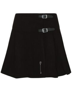 Jupe de kilt enveloppante en tartan Viper London pour femme, Noir, taille 44