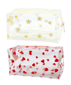 JIHUOO Lot de 2 Trousses de Maquillage Transparentes pour Femmes - Très Imperméables et Joliment Conçues avec des Motifs