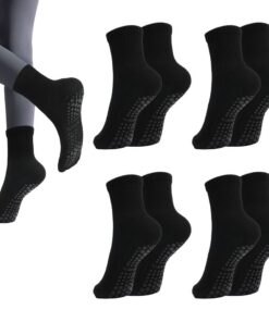 AOOWU Chaussettes Yoga Femme Antidérapantes, Pour Femmes Entraînement et Sport, Taille 35-42 - 4 Paires Chaussettes de S