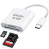 Adaptateur USB-C BorlterClamp Lecteur de Carte SD/Micro SD Compatible MacBook Ordinateur Portable Tablette Smartphone