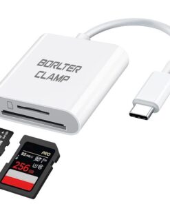 Adaptateur USB-C BorlterClamp Lecteur de Carte SD/Micro SD Compatible MacBook Ordinateur Portable Tablette Smartphone