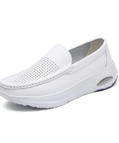 CLSQLXYJZC mocassins en cuir pour femmes, chaussures d'allaitement confortables et respirantes pour mères, baskets antid