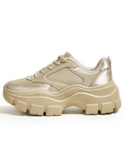 Baskets de marche décontractées à lacets pour femme - Blanc - Vert fluo - Fuchsia hologrammeargenté