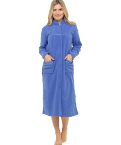 Robe de chambre boutonnée en polaire de Lady Olga pour femmes avec poches avant - Chaude et confortable pour le domicile