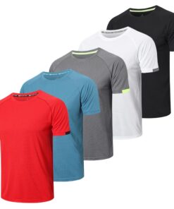 HUAKANG 5 Pack T-Shirt Homme Sportive Idéale pour le Running et la Gym - Taille M - Bleu