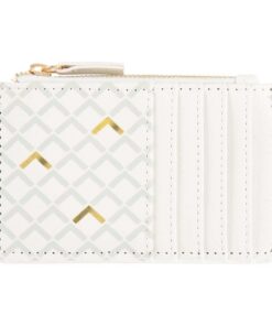 DRAEGER PARIS 1886 Porte-Carte Zippé Élégant - Design Raffiné, Compact et Léger - Blanc/Doré - 10 Rangements pour Cartes