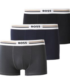 BOSS Hommes Trunks 3 Pièces Lot de Trois Boxers Courts avec Logo et Rayures à la Taille Mode pour Hommes Environnemental