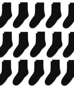 GENTABY Lot de 15 paires de chaussettes d'école noires et blanches pour enfants - Confort et Style - Taille 2 à 13 ans