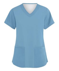 DIYIOUZHOU Tunique d'infirmière unie à col en V - Uniforme décontracté - Soins de santé pour Femmes - Hôpital Multi - Co