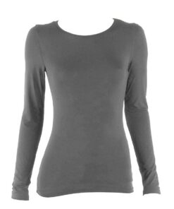 Charmoni Pull sous Pull Femme Gris foncé - Col Rond - Taille Unique T38 - Léger et Extensible - Coupe Classique