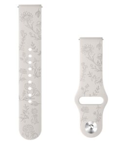 Vancle bracelet de montre en silicone 20mm pour femme homme, souple bracelet de remplacement en silicone motif de fleurs