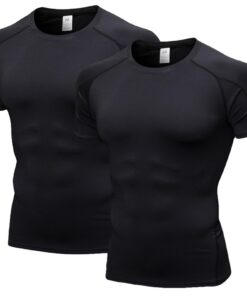 LANBAOSI Chemise de compression à manches courtes pour fitness et entraînement - Quick Dry Mens Fitness Top