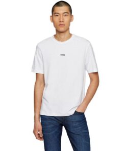 BOSS Hommes T-Shirt en Coton Stretch avec Logo Contrastant pourOffice et Sports, Flexibilité et Confort, Taille Grande D